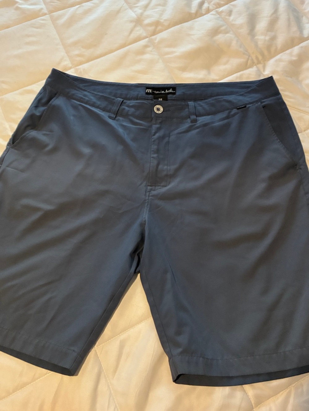 Travis Mathew Men's Slate Blue Flat-Front Performance Shorts